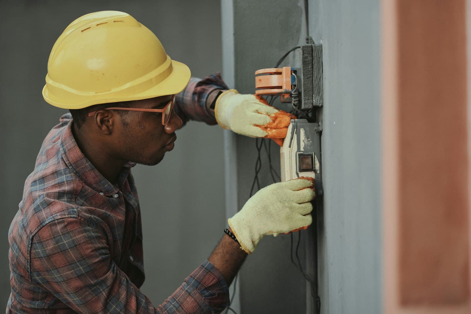 Electrician working on a residential electrical installation